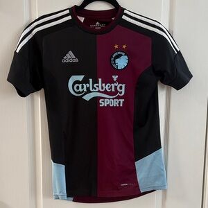 Adidas F. C. Copenhagen Black and Maroon Football Jersey, youth size L